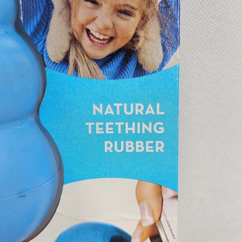 KONG Puppy Dog Toy Blue Small Natural Teething Rubber KP3BL Up to 20 lbs